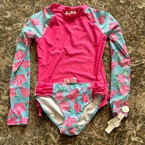 Girls size 12 NWT Floral Pink and Blue Kids Swim Set